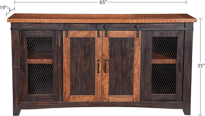Martin Svensson Home Santa Fe Solid Wood TV Stand, Antique Black and Aged - Image 3