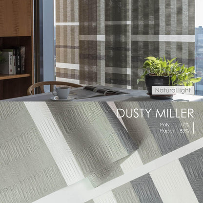 Panel Blinds Woven 45.8"-86" x 96", Dusty Miller | Natural Woven Panel Track Blinds for Sliding Glass Doors with Extendable Track and Trimmable Fabric Panels