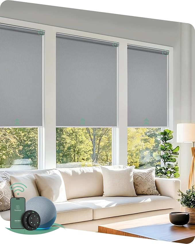 Yoolax Motorized Blinds with Remote, Automatic Window Shades Work with Alexa by Yoolax