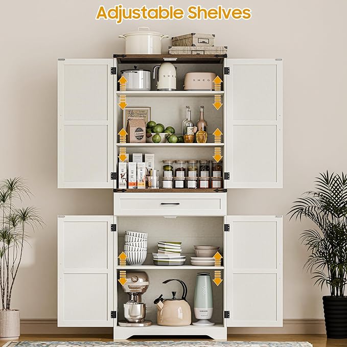 72" Tall Farmhouse Kitchen Pantry, Farmhouse Storage Cabinet - Image 6