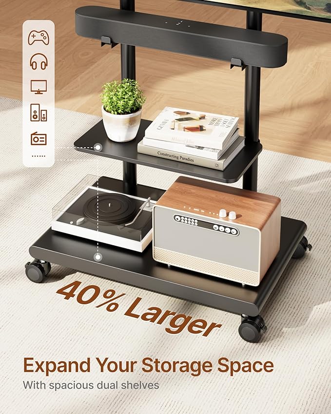ECOTINY Steel Base Rolling TV Stand - Image 3