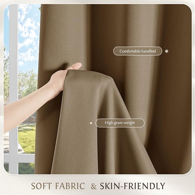 Beauoop 100% Blackout Curtains 63 Inch Long 2 Panels - Image 7