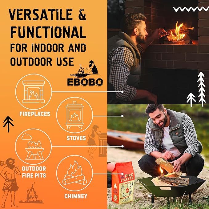 150 pcs Natural Fire Starters for Fireplace, Wood Stove, Charcoal Grill - Image 4