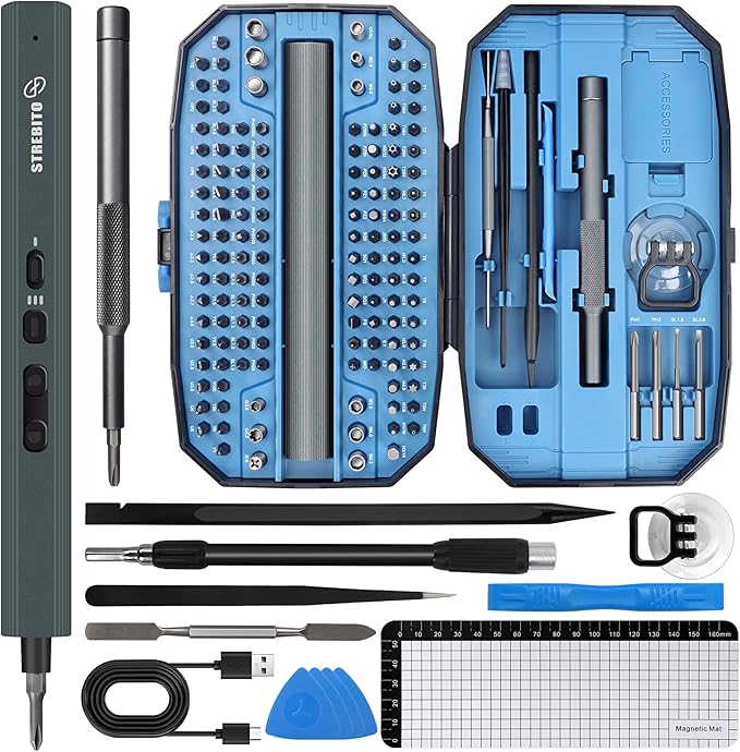 STREBITO Mini Electric Screwdriver Set 155 in 1 Small Electric Screwdriver by STREBITO