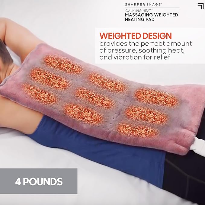 Calming Heat Massaging Vibrations Weighted Heating Pad by Sharper Image | - Image 3