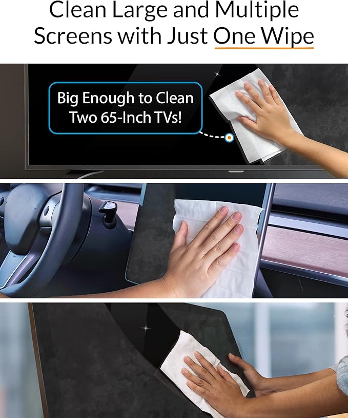 iCloth XL Screen Cleaning Wipes, Lint-Free and Streak-Free, Fast-Drying - Image 2