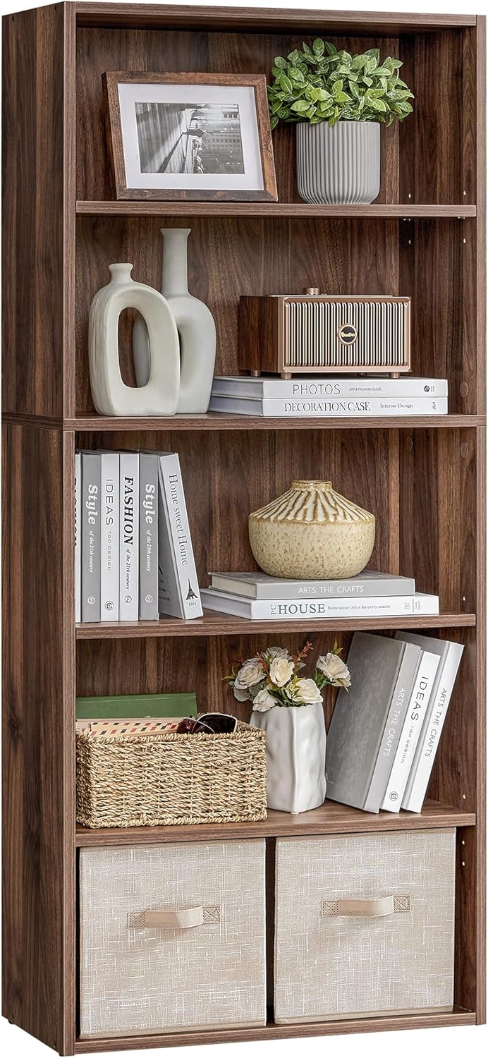 VASAGLE 5-Tier Bookshelf, Storage Organizer, 23.6 x 9.4 x 52.8 Inches
