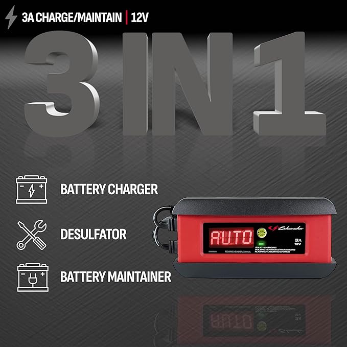 Schumacher Electric 3A Car Battery Charger and Maintainer, 3-in-1 Solution - Image 2