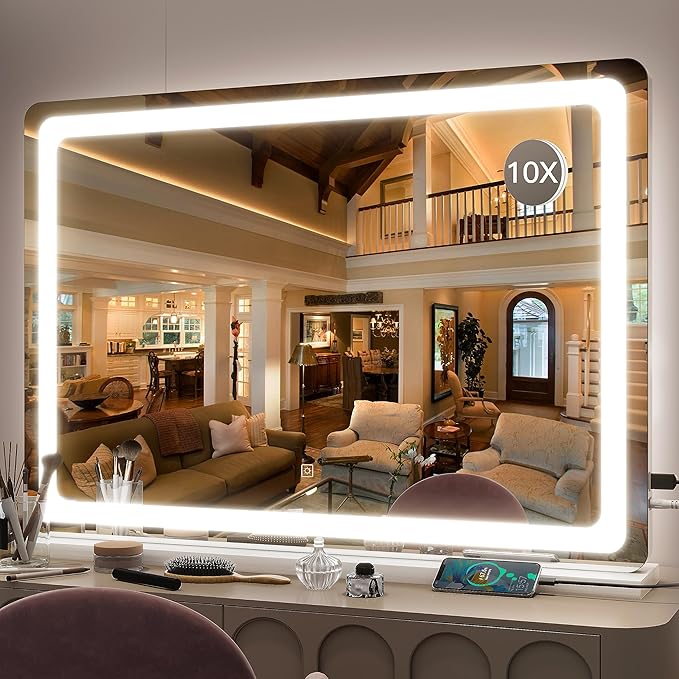 FENNIO Vanity Mirror with Lights 32"x22", Lighted Makeup Mirror, Large Vanity by FENNIOLEDMIRRORS