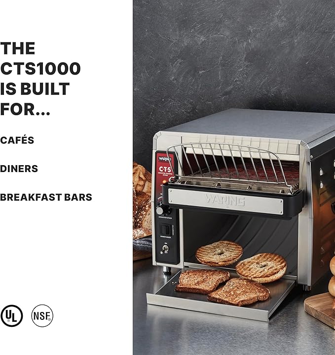 Waring Commercial CTS1000 Coneyer Toaster, 450 Slices per hour, 5-15 Phase Plug - Image 2