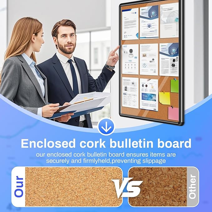Magula 36"x24" Enclosed Bulletin Board Tamper-Proof Dispaly Case, Shatter - Image 5