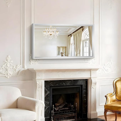 40x24 Silver Bathroom Mirror, Brushed Silver Rectangular Mirror - Image 8