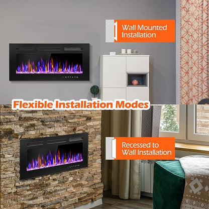 36" Electric Fireplace Wall Mounted and Recessed - Image 10
