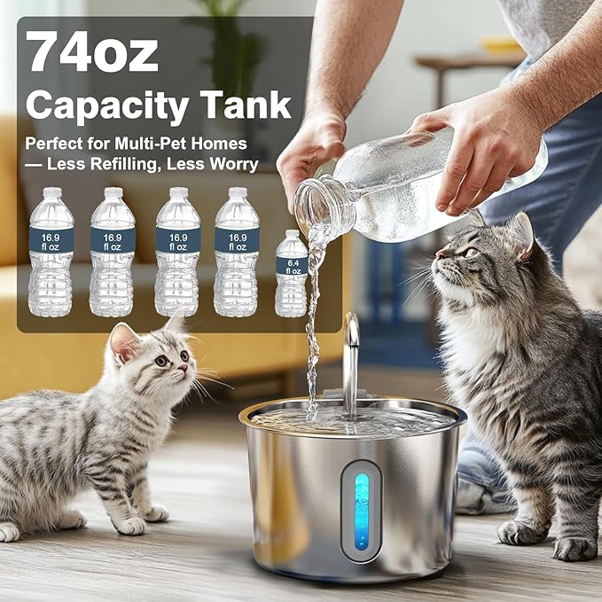 Cat Water Fountain, 74oz/2.2L Cat Fountain - Image 5