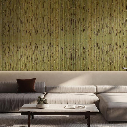 OUZUGIE 2 Pack 96x48 Inch Natural Bamboo Wall Panel – Green Burned Pole Wrap - Image 9