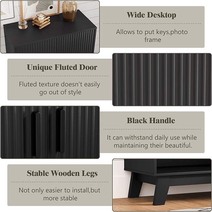 Shoe Cabinet Storage for Entryway, 5 Tier Fluted Shoe Storage Cabinet - Image 5