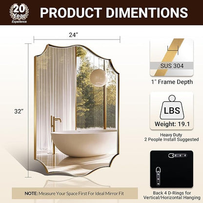 ANDY STAR Gold Mirrors, 24x32 Inch Bathroom Vanity Mirror, Antique Brass - Image 2