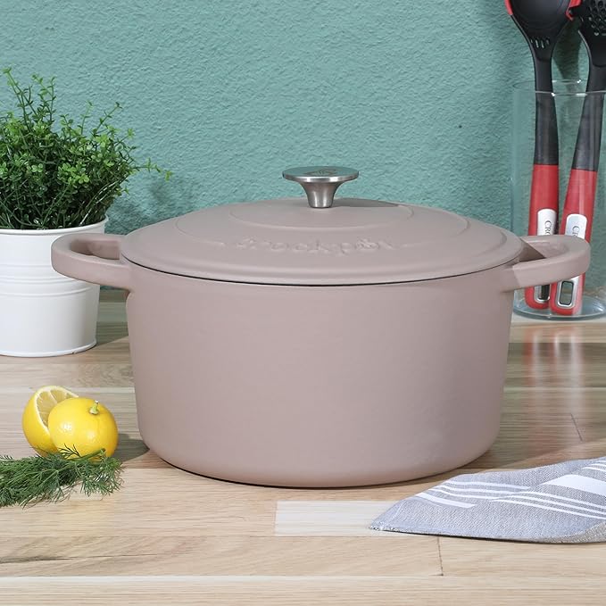 Crock Pot Artisan 7-Quart European Enameled Round Cast Iron Dutch Oven Pot - Image 2