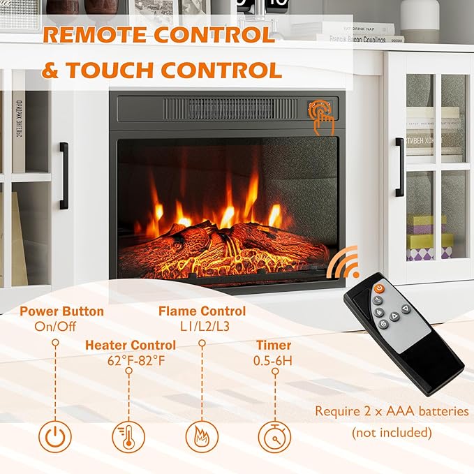 SIMOE 58 in TV Stand with 23 Inch 5100BTU Fireplace, Electric Fireplace TV - Image 4