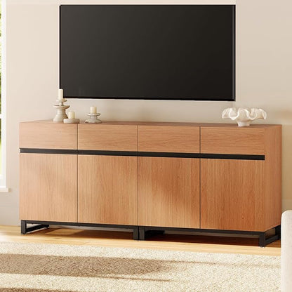 WAMPAT Modern TV Stand for TVs up to 70 inch, 2 in 1 Entertainment Center TV by WAMPAT
