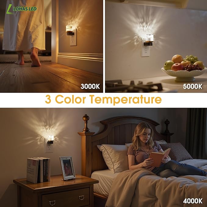 L LOHAS Night Lights Plug into Wall, 2 Pack 3000K/4000k/5000KColor Changing - Image 5