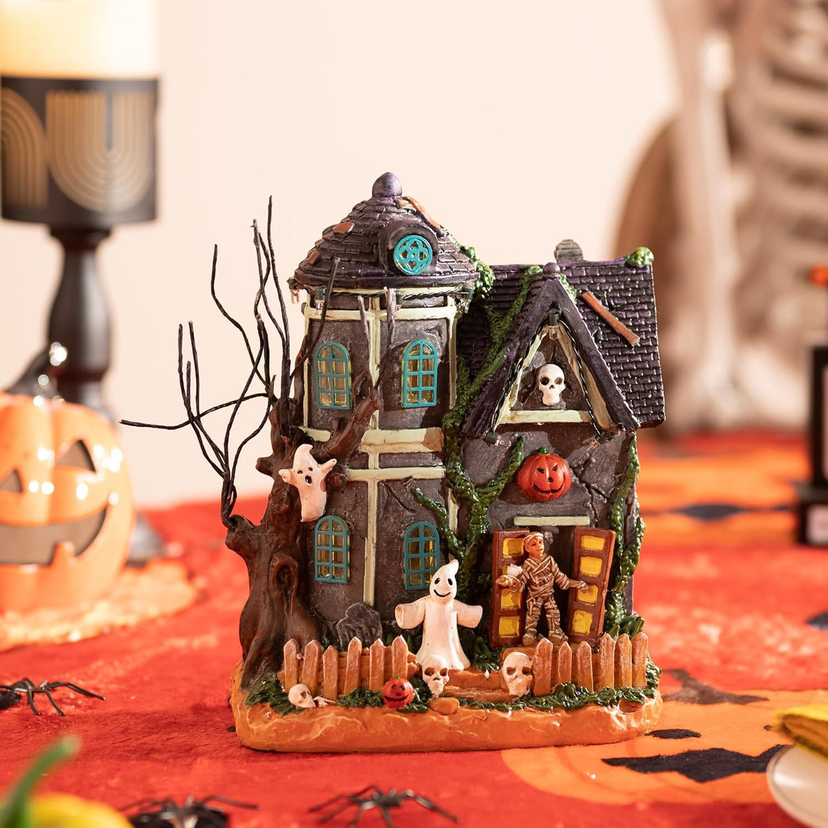 Valery Madelyn Halloween Decorations, Lighted Halloween Village Houses with M...