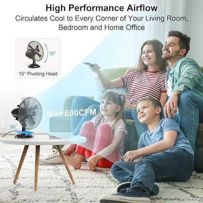AMACOOL Oscillating Vintage Fan, All Metal 8" Retro Table Top Fan, Adjustable - Image 4