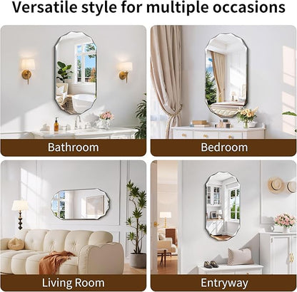 GLASHOM Beveled Edge Frameless Bathroom Mirror, Oval Wall Mirror - Image 6