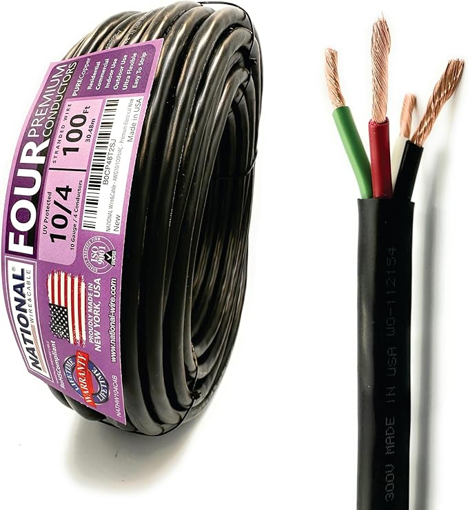 NATIONAL Wire & Cable – 10 AWG 4-Conductor Premium Copper Wire, 100 ft by NATIONALWireCable
