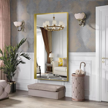 CIRCUMI Gold Bathroom Mirror, Brushed Finish, Tempered Glass, Large Mirror - Image 2