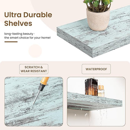 24in Floating Shelves for Wall, 2 Pack Long Wall Mounted Engineered Wood Shelves - Image 4