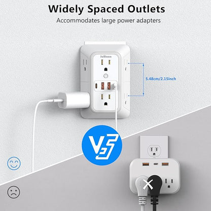 2 Pack Outlet Extender Surge Protector, 6 Outlet Splitter - Image 5