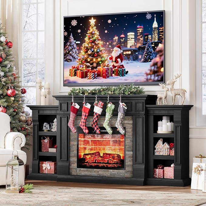 LGHM 72" Fireplace TV Stand for TVs Up to 80 Inch, Electric Fireplace - Image 3