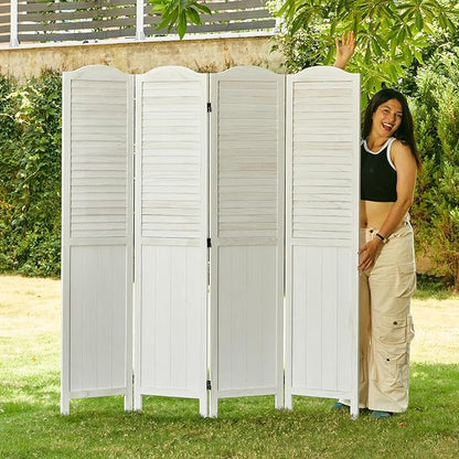 Room Dividers, 5.75Ft Individual Privacy Screens Foldable Wooden Louver & MDF - Image 3