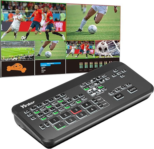 Yinker 4-Channel HDMI Live Stream Switcher, Video Mixer Switcher w/PVW & PGM by Yinker
