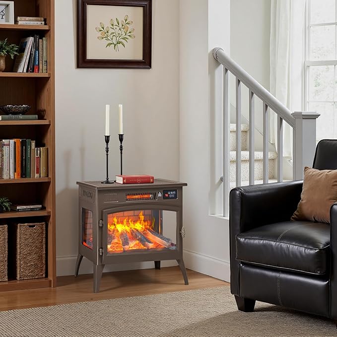 24″ Freestanding Electric Fireplace Stove - Image 2