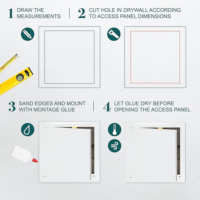 10" x 10" White Metal Access Door. Plumbing, Electricity, Alarm Wall Access - Image 3