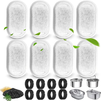 Cat Water Fountain Filters for 108/3.2L& 67oz/2L Stainless Steel Pet Water by Petilog