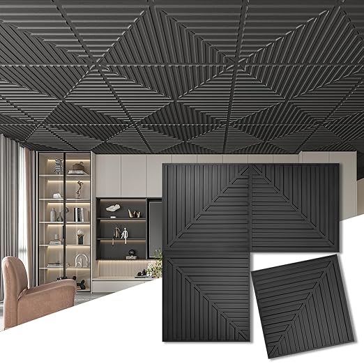 Art3d 12-Pack Drop Ceiling Tiles 2x2 FT, PVC 3D Textured Panels by Art3d