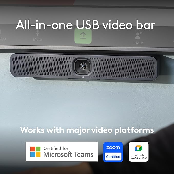 Logitech MeetUp 2 All-in-One USB Conference Room Camera, Compact Video Bar - Image 2