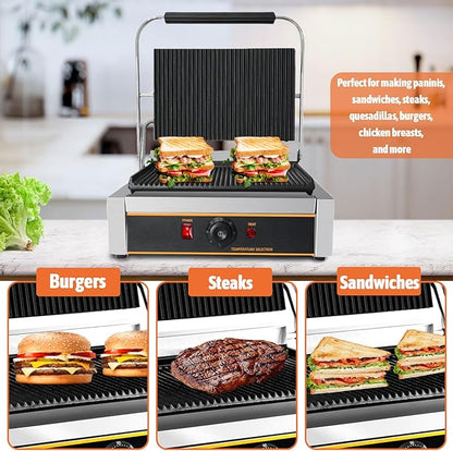 Commercial Panini Press Grill 2200W Countertop Electric Sandwich Maker - Image 4