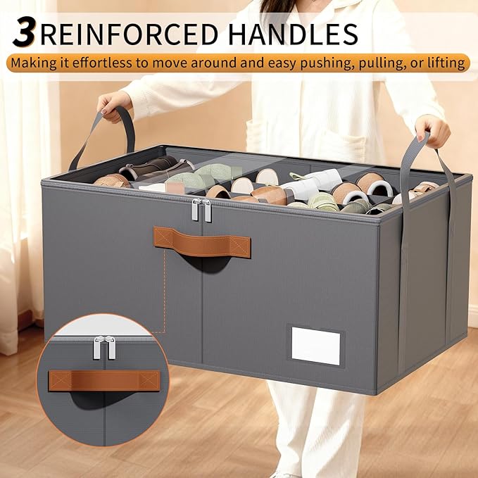 2 Pack Shoe Organizer for Closet, Foldable Shoe Storage Organizer - Image 5