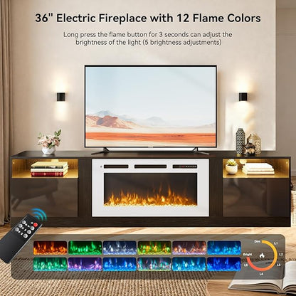 YISUFO 80” TV Stand with 36” Electric Fireplace, Large Modern Media - Image 2