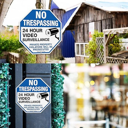 4-Pack No Trespassing Sign Private Property Protected By Video Surveillance - Image 6