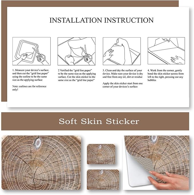 Laptop Skin Sticker Decal, Decorative Waterproof Removable, Wood Art - Image 5