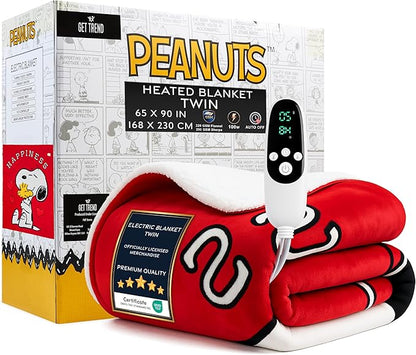Peanuts Snoopy Heated Blanket Electric, Twin Size Luxurious Fleece Blanket by GetTrend