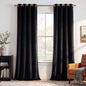 Black Velvet Blackout Curtains Grommet Thermal, W52 x L84, 2 Panels | Thermal Insulated, 300GSM Soft Velvet, Curtain Panels Chill Resist, Noise Reducing, Living Room, Bedroom, Home Theater