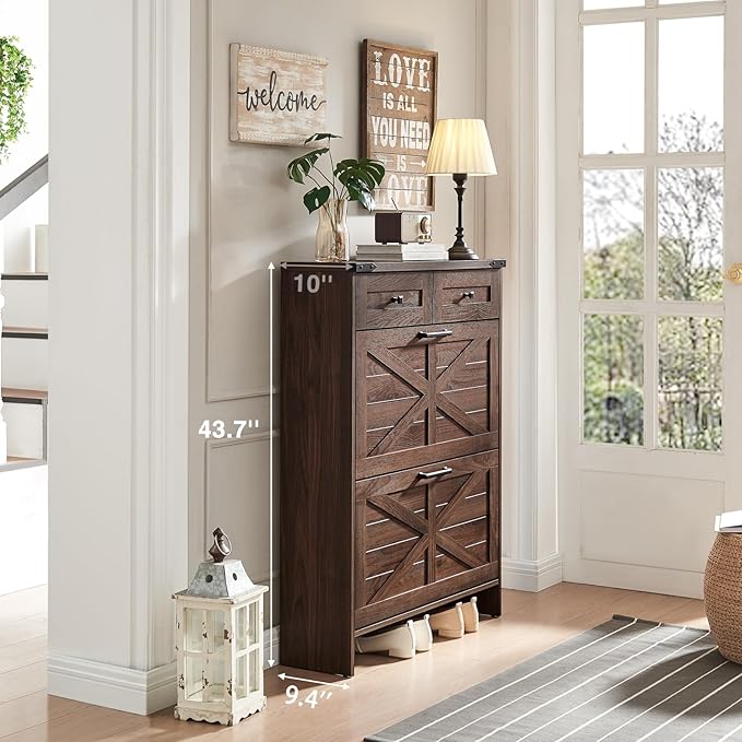 Shoe Storage Cabinet, Farmhouse Shoe Organizer - Image 5