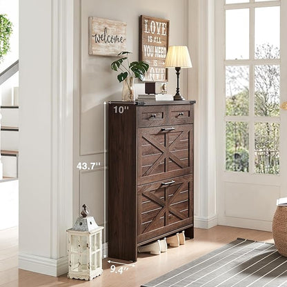 Shoe Storage Cabinet, Farmhouse Shoe Organizer - Image 5