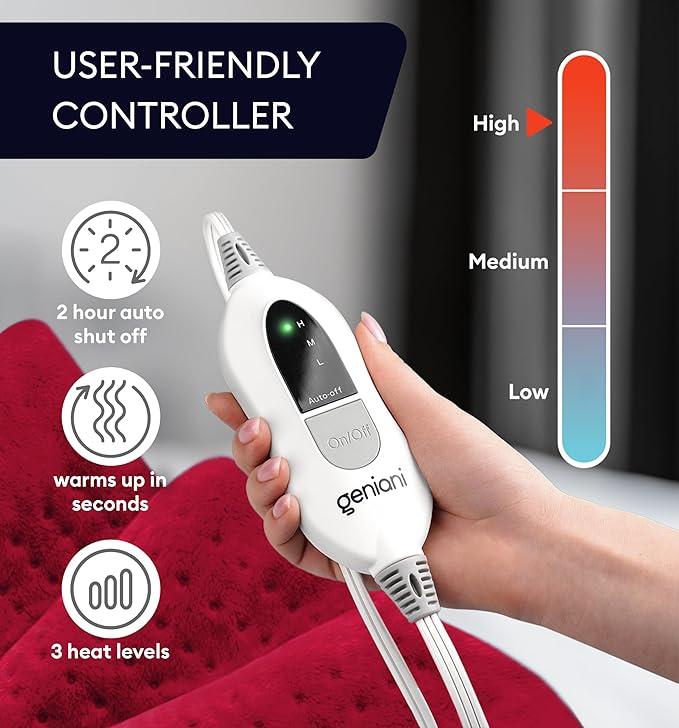 GENIANI Electric Heating Pad for Back Pain & Cramps Relief, Electric Throw - Image 5